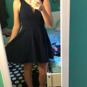 A navy blue formal dress